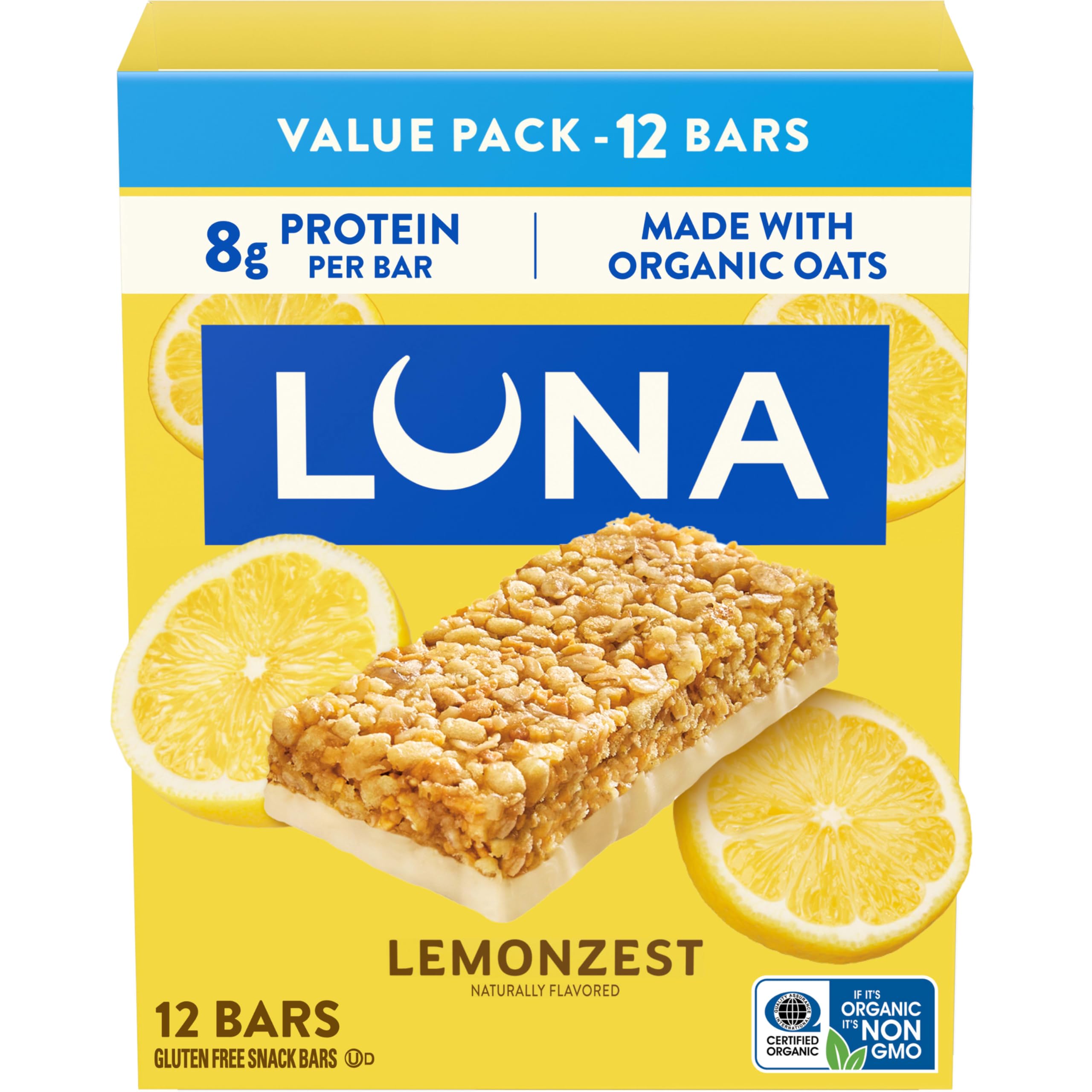 Amazon.com: LUNA Bar LemonZest, Gluten Free Snack Bars, 12ct